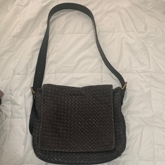 Bottega Veneta Handbags - Bottega Veneta Woven Leather Crossbody Bag - Espresso Brown